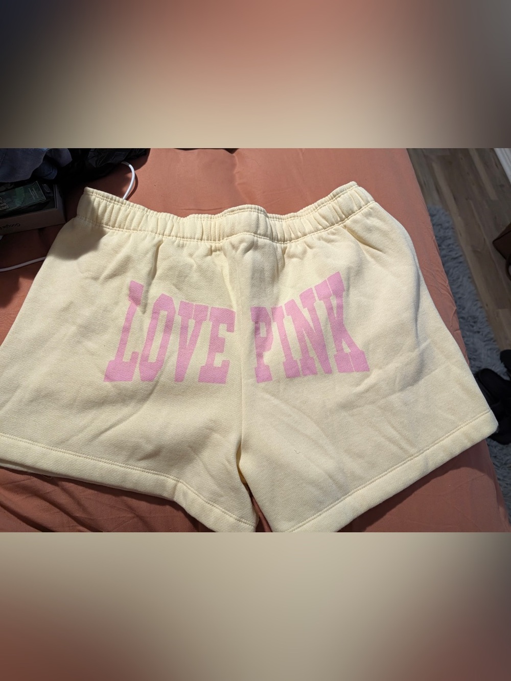 PINK Women’s Cream Lounge Shorts with Pink 86 Detail - Picture 2 of 2